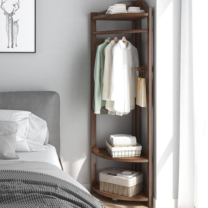 Modern Style Open Armoire Pine Wood Cabinet with Clothing Rod