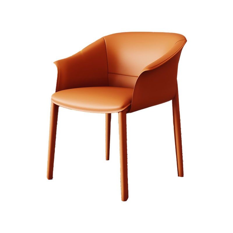 Solid Back Chair Contemporary Design Arm Leather Dining Chair