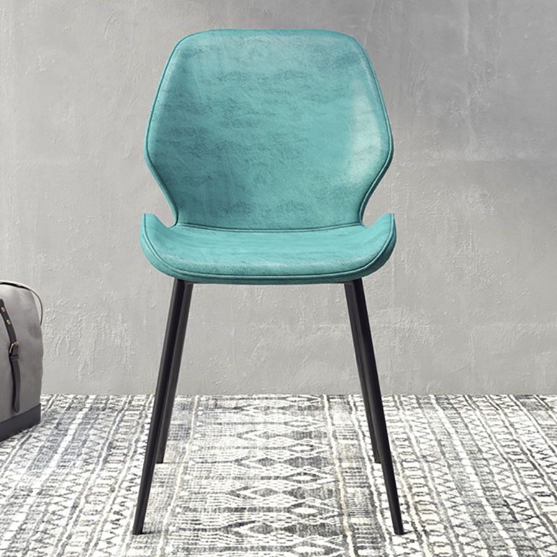 Eigentijdse eetkamerstoel keuken wingback armloze zijstoel met metalen benen