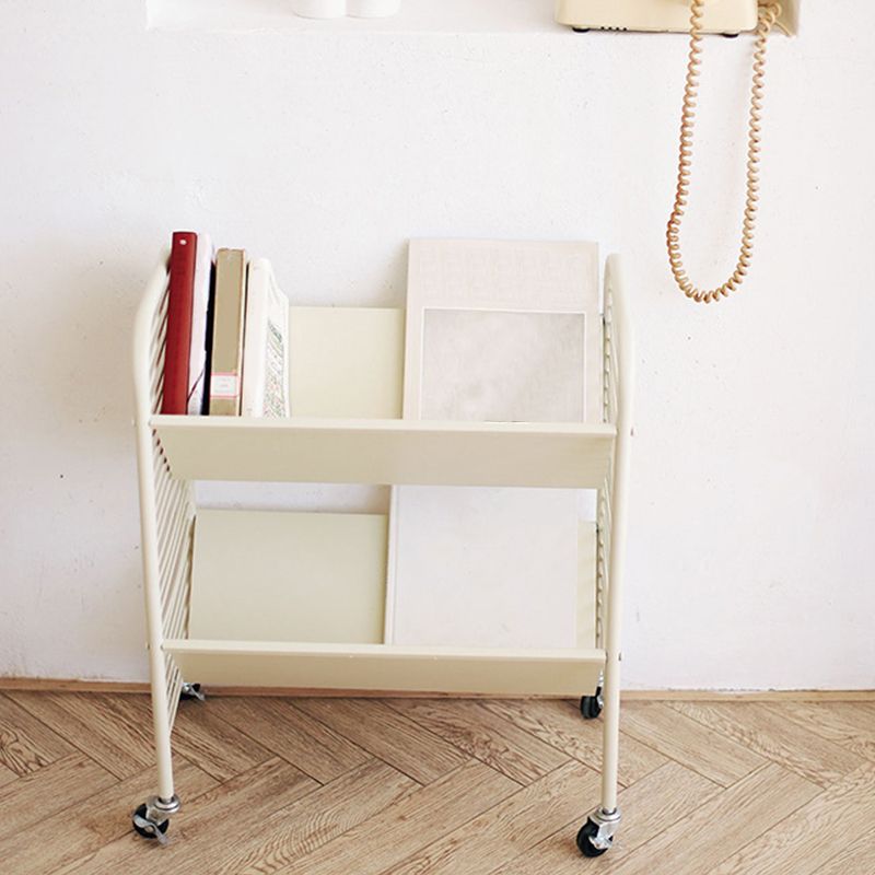 Glam Open Back Bookshelf Standard Metal 2 Shelves Bookcase for Home Office