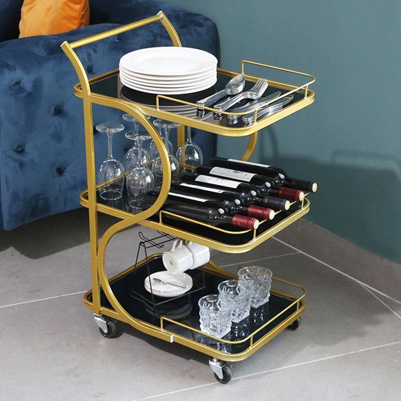 Contemporary Glass Prep Table Rolling Prep Table for Dining Room Clearhalo 'furn' 'furn_kitchen_islands_carts' 'Furniture' 'Kitchen & Dining Furniture' 'Kitchen Islands & Carts' 'kitchen_islands_carts' 1200x1200_424aef5c-a5aa-448c-b841-cc3975c52594