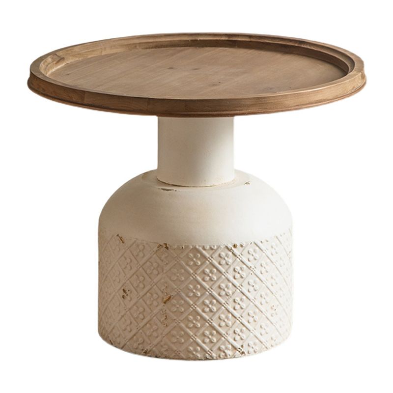 Rustic Iron Pedestal Round Wood Top Coffee Table - Distressed Surface Treatment Clearhalo 'Coffee & Accent Tables' 'Coffee Tables' 'coffee_tables' 'furn' 'furn_coffee_tables' 'Furniture' 'Living Room Furniture' 1200x1200_424be148-154f-4d72-a65b-be60900bf317