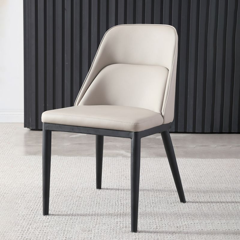 Modern Solid Back Armless Chair Leather Dining Side Chairs for Home Use Clearhalo ' kitchen&dining_furn' 'Dining Chairs' 'Dining Tables & Seating' 'dining_chair' 'furn' 'furn_dining_chair' 'Furniture' 'furniture_dining_chair' 'Kitchen & Dining Furniture' 'kitchen' 1200x1200_424c2fd2-8fb4-4c7f-ac68-f09ef356f94b