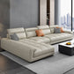 Modern Square Arm Sectional SofaFaux Leather L-Shape Sofa for Living Room