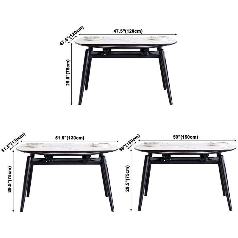 Modern Style Sintered Stone Dining Table White Round Drop-Leaf Table with 4 Legs Clearhalo ' dining_table' 'Dining Tables & Seating' 'Dining Tables' 'furn' 'furn_dining_table' 'Furniture' 'furniture_dining_table' 'Kitchen & Dining Furniture' 'kitchen&dining_furn' 'kitchen' 'kitchen_dining_table' 1200x1200_424db93d-5f67-4909-925b-593089788cee