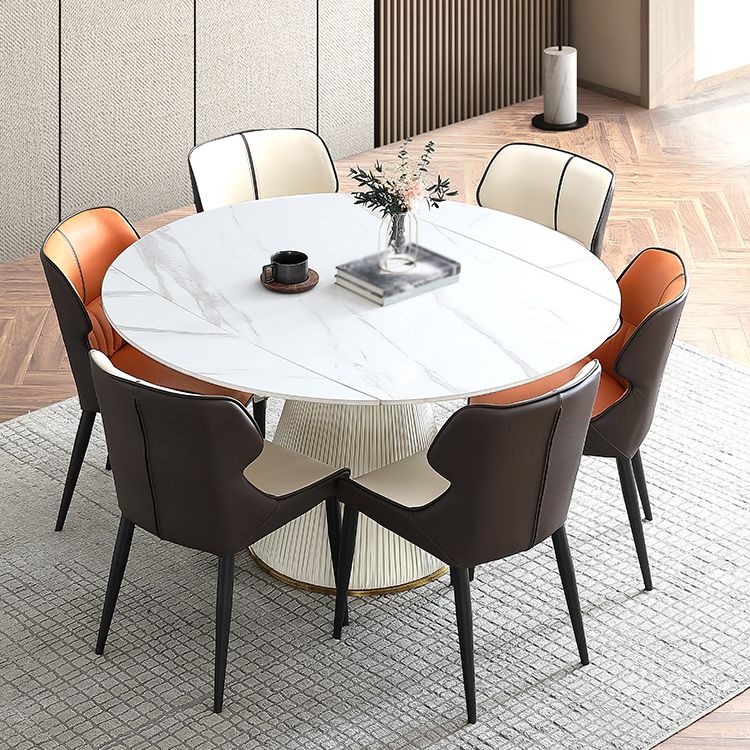 Glam 1/3/4/5/7 Pieces Dinette Set with Sintered Stone Top PU Leather Dining Table Set Clearhalo 'Dining Room Sets' 'Dining Tables & Seating' 'dining_room_set' 'furn' 'furn_dining_room_set' 'Furniture' 'furniture_dining_room_set' 'Kitchen & Dining Furniture' 1200x1200_42503fe7-296c-4f8a-8c92-d8d08c8523d7