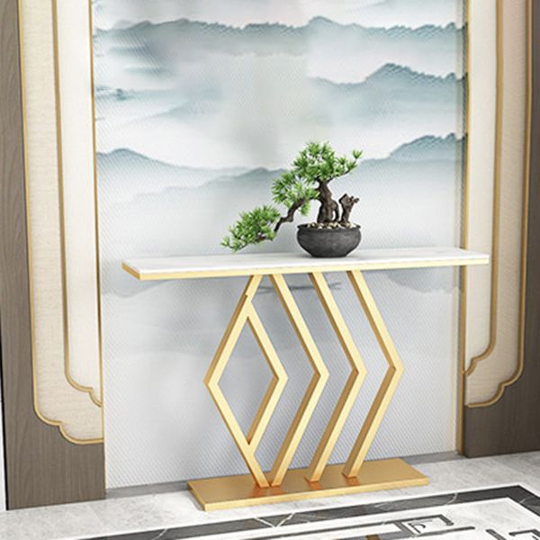 Contemporary Stone Console Sofa Table Rectangle Iron End Table for Hall Clearhalo 'Console Tables' 'console_tables' 'Entry & Mudroom Furniture' 'furn' 'furn_console_tables' 'Furniture' 1200x1200_4253eba4-e196-47c1-b069-ad6273947451