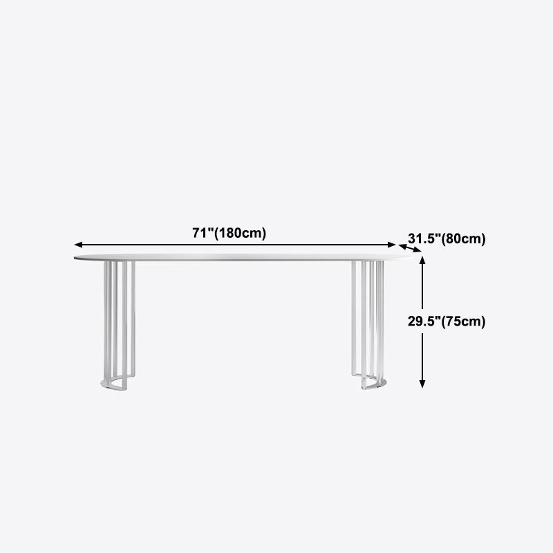 White Stone Dining Table Contemporary Dining Table with Sled Base Clearhalo 'Dining Tables & Seating' 'Dining Tables' 'dining_table' 'furn' 'furn_dining_table' 'Furniture' 'furniture_dining_table' 'Kitchen & Dining Furniture' 'kitchen' 'kitchen_dining_table' 1200x1200_425725aa-e7a5-4973-a8df-b5a887453fef