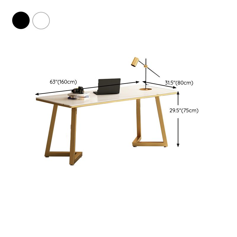 29"H Glam Writing Desk Rectangular Office Desk with Metal Legs Clearhalo 'furn' 'furn_office_desk' 'Furniture' 'Office Desks' 'Office Furniture' 'office_desk' 1200x1200_425a8af6-a8ae-4d8f-9742-5f3aac3ba7fc