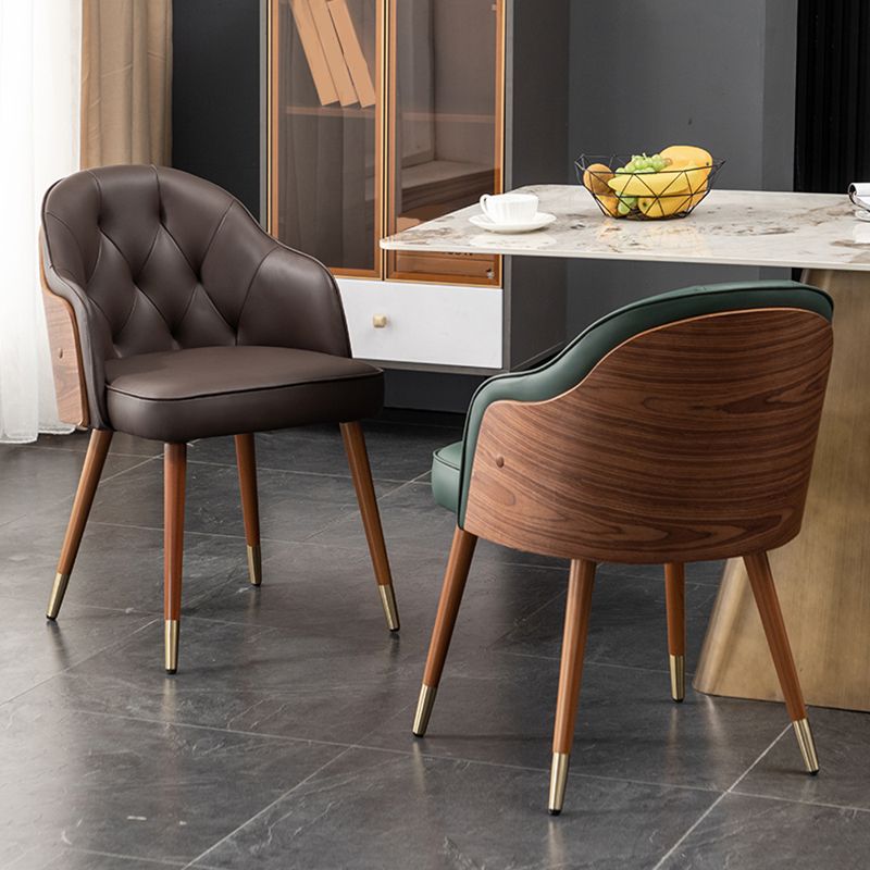 Glam Style Microfiber Leather Dining Chair Solid Back Arm Single Chair Clearhalo ' kitchen&dining_furn' 'Dining Chairs' 'Dining Tables & Seating' 'dining_chair' 'furn' 'furn_dining_chair' 'Furniture' 'furniture_dining_chair' 'Kitchen & Dining Furniture' 'kitchen' 1200x1200_425bc0ca-32b4-483d-b1ed-25a213ddeaec