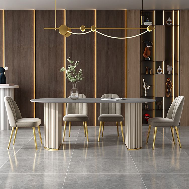 Modern Oval Dining Table Sintered Stone Dining Table with Off White Double Pedestal Clearhalo ' dining_table' 'Dining Tables & Seating' 'Dining Tables' 'furn' 'furn_dining_table' 'Furniture' 'furniture_dining_table' 'Kitchen & Dining Furniture' 'kitchen&dining_furn' 'kitchen' 'kitchen_dining_table' 1200x1200_425c8136-5971-43b5-9593-120f8f1474ae