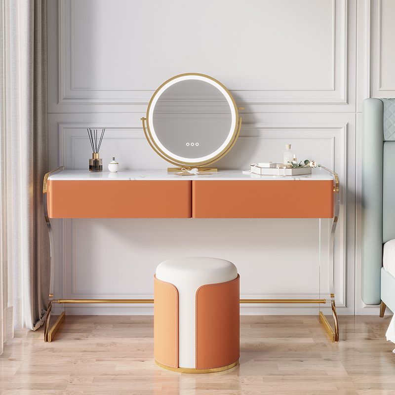 Glam a doppio cassetto vanità set di marmo vanità per la camera da letto
