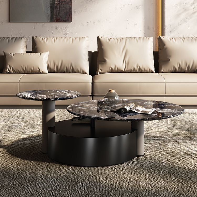 Minimalistic Slate Coffee Table Round Bunching Coffee Table Sets for Living Room Clearhalo 'Coffee & Accent Tables' 'Coffee Tables' 'coffee_tables' 'furn' 'furn_coffee_tables' 'Furniture' 'Living Room Furniture' 1200x1200_425eb8e5-3cbb-4304-9e45-9a7520777675
