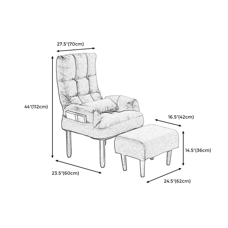 Fabric Convertible Chair Modern Biscuit Back Chair for Bedroom