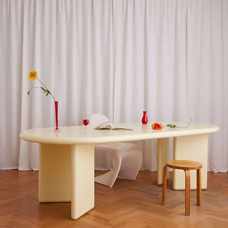 Modern Style Dining Table Oval Solid Wood Dining Table with Double Pedestal Base Clearhalo ' dining_table' 'Dining Tables & Seating' 'Dining Tables' 'furn' 'furn_dining_table' 'Furniture' 'furniture_dining_table' 'Kitchen & Dining Furniture' 'kitchen&dining_furn' 'kitchen' 'kitchen_dining_table' 1200x1200_425fcfef-5837-4322-a75f-464eac4ef7d1