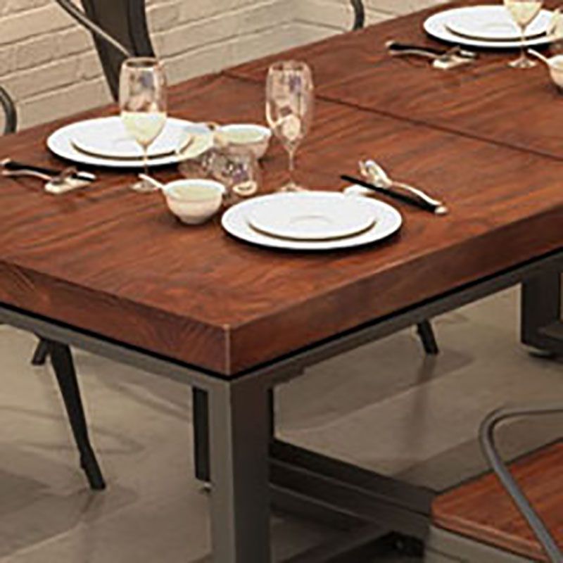 Industrial Rectangle Dining Room Table Solid Wood Trestle Base Dining Table