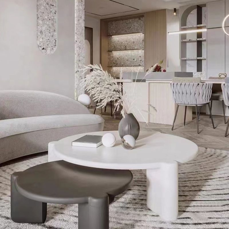 White Goose/black Oak Round Coffee Table with 3 legs Base Cocktail Table Clearhalo 'Coffee & Accent Tables' 'Coffee Tables' 'coffee_tables' 'furn' 'furn_coffee_tables' 'Furniture' 'furniture_coffee_tables' 'Living Room Furniture' 1200x1200_4260bba2-2af1-4e78-87ce-104d171d0e0b