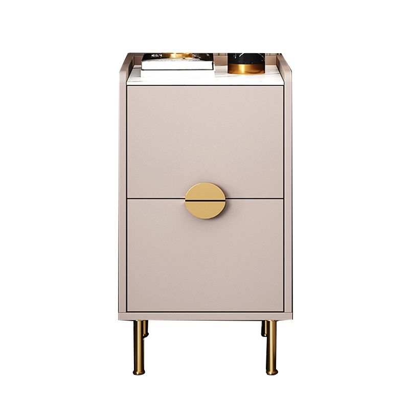 Glam Stone Top Bed Nightstand 2-Drawer Imitation Wood Legs Included Night Table Clearhalo 'Bedroom Furniture' 'furn' 'furn_night_stand' 'Furniture' 'night_stand' 'Nightstands' 1200x1200_42619035-4275-4b5e-8f5c-4afb0fdc183c