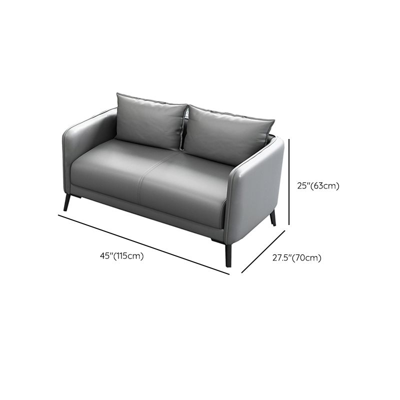 Sofá de almohada de cuero asiento de brazo cuadrado para sala de estar