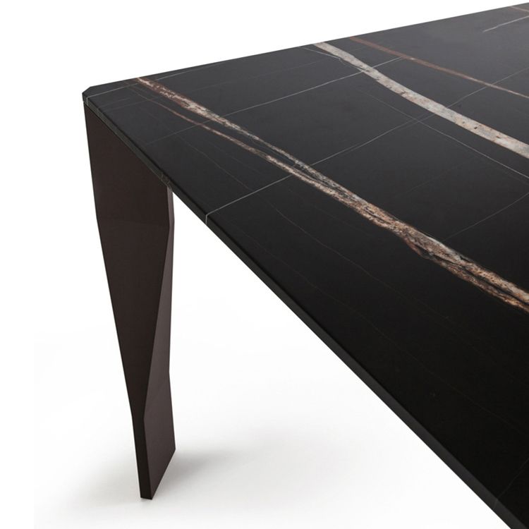Rectangular Black Stone Table Top Dining Table with 4 Foot Metal Base Clearhalo 'Dining Tables & Seating' 'Dining Tables' 'dining_table' 'furn' 'furn_dining_table' 'Furniture' 'Kitchen & Dining Furniture' 1200x1200_426219e8-7e69-472e-92ae-b197c86b447d