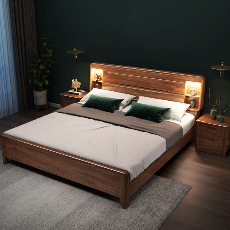 Scandinavian Solid Wood Storage with Headboard Panel Standard Bed
