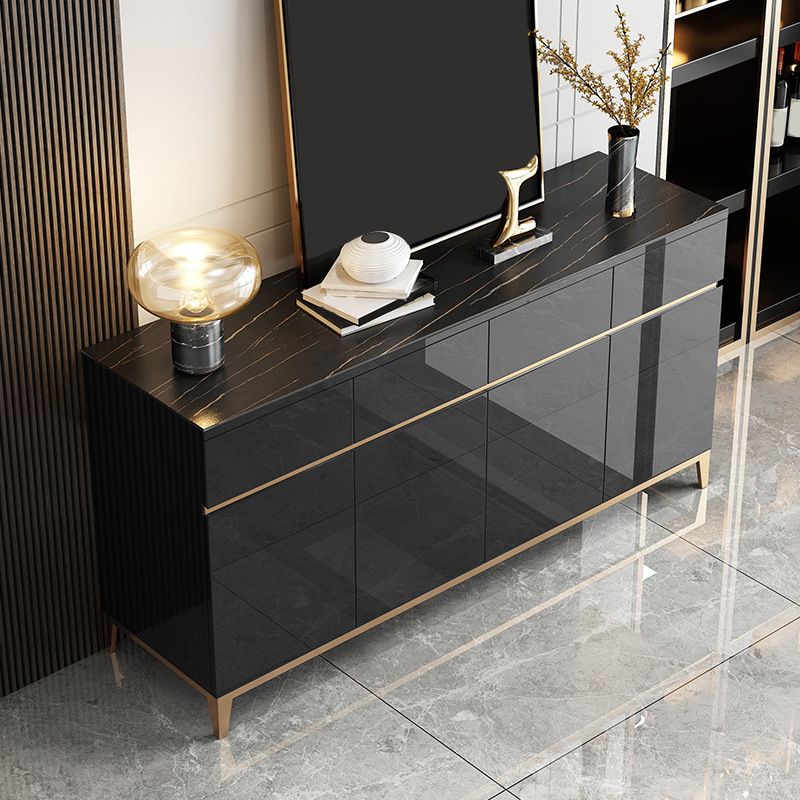 Tavolo da sideboard in pietra a buffet da pranzo in stile glam con cassetti e armadi