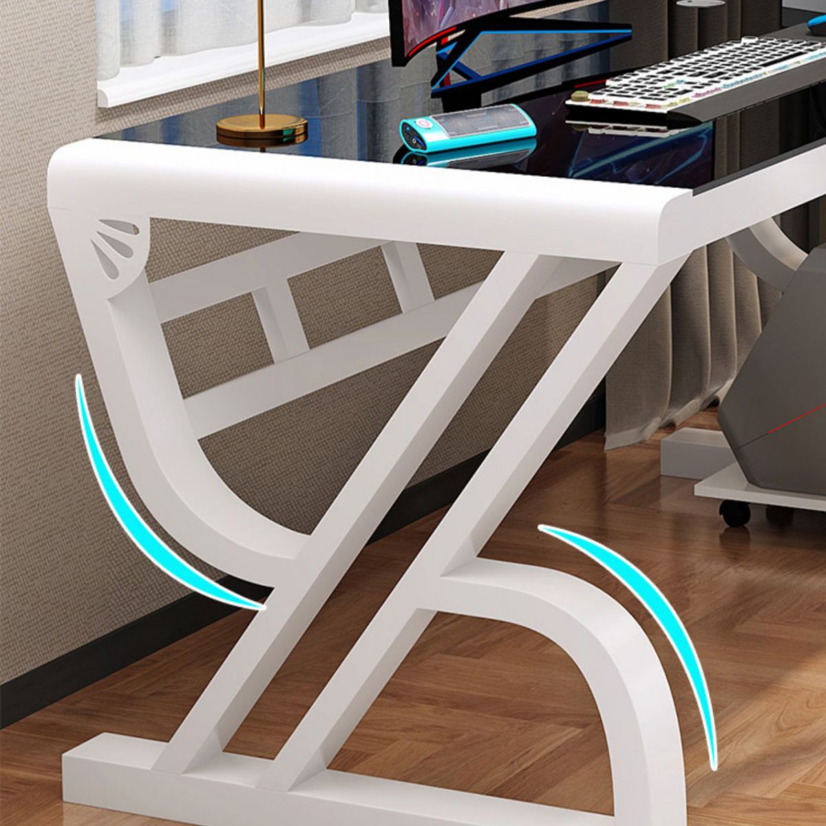 Hedendaags glas Top Office Desk 29.53-inch Tall Writing Desk