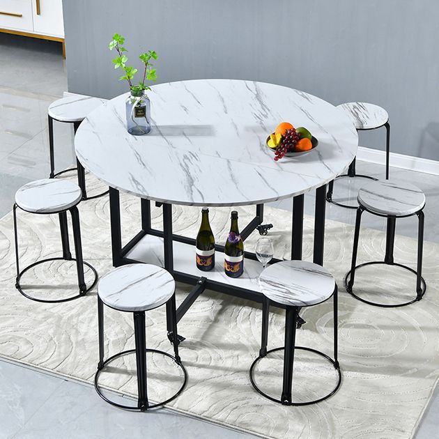 Extendable Dining Table Round Dining Table for Kitchen Dining Room Clearhalo 'Dining Tables & Seating' 'Dining Tables' 'dining_table' 'furn' 'furn_dining_table' 'Furniture' 'Kitchen & Dining Furniture' 1200x1200_42654007-ecd0-4110-9544-578e2ecbaad2