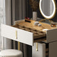 Glam Glass Top Vanity Dressing Table Set 3-Drawer Make-up Vanity Clearhalo 'Bedroom Furniture' 'furn' 'furn_makeup_vanities' 'Furniture' 'Makeup Vanities' 'makeup_vanities' 1200x1200_4265609e-0817-4567-b5fb-204eab518d52