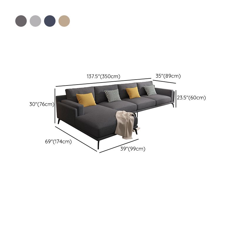 L-shape 4-seater Fabric Sectional Slipcovered Square Arm Sectional Clearhalo 'furn' 'furn_sectionals' 'Furniture' 'Living Room Furniture' 'Sectionals' 1200x1200_4266dbc1-e312-4325-a128-5e502d863631
