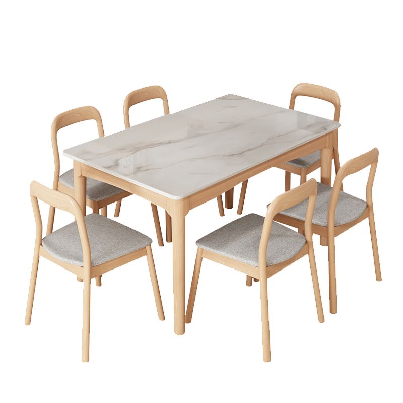 White Top Dinette Table with Wooden Legs Modern Dining Table for Home Clearhalo 'Dining Tables & Seating' 'Dining Tables' 'dining_table' 'furn' 'furn_dining_table' 'Furniture' 'Kitchen & Dining Furniture' 1200x1200_42693436-c7f0-4847-93c0-242f7a1729a8
