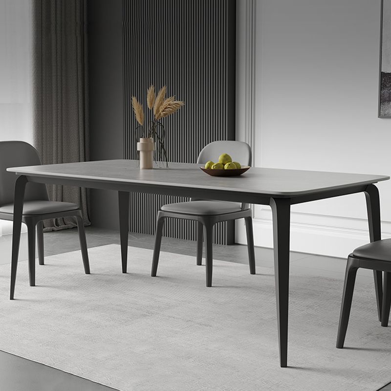 Tavolo da pranzo in pietra rettangolare con mobili in stile moderno in grigio