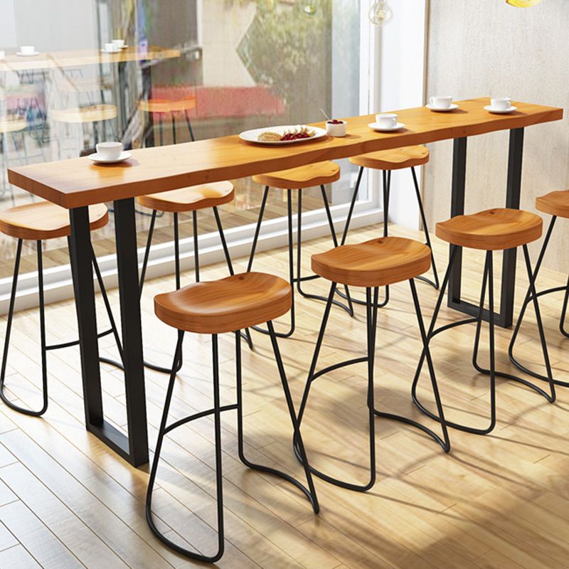 Rectangle Pine Wood Top Bar Table Industrial Bar Table with Double Pedestal Clearhalo 'Bar Furniture' 'Bar Tables' 'bar_tables' 'furn' 'furn_bar_tables' 'Furniture' 'Kitchen & Dining Furniture' 1200x1200_426c3656-ed4f-4328-ac37-d9ad3d112d9e