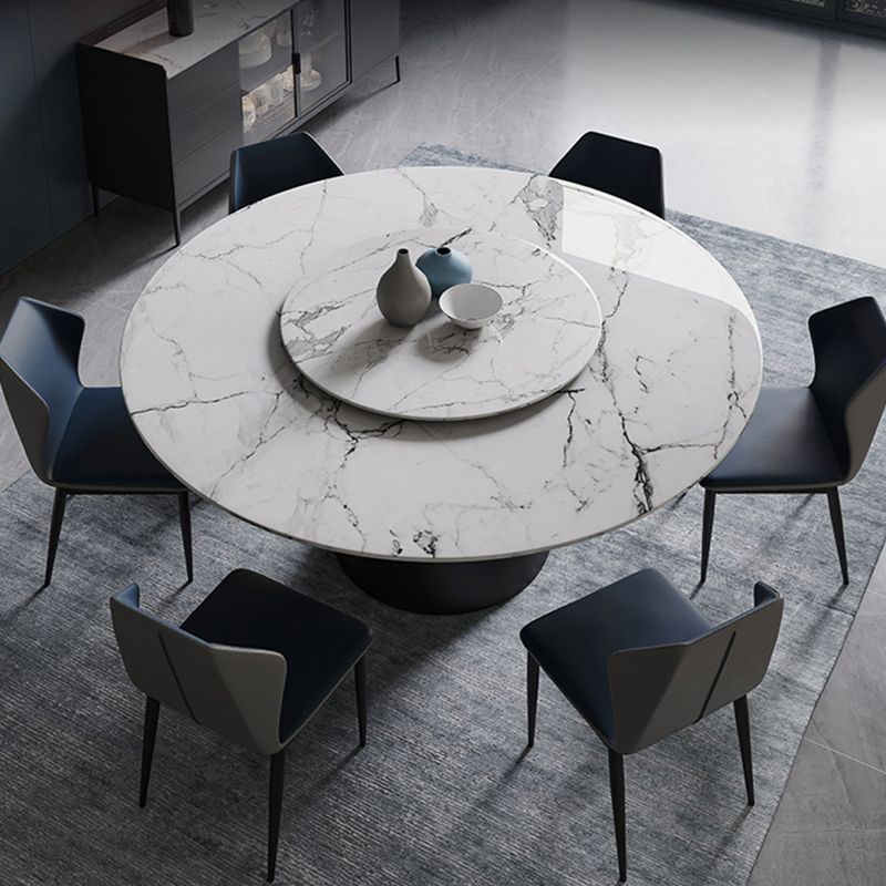 Contemporary Style Marble Table Round Pedestal Base Dining Table with Turntable Clearhalo ' dining_table' 'Dining Tables & Seating' 'Dining Tables' 'furn' 'furn_dining_table' 'Furniture' 'furniture_dining_table' 'Kitchen & Dining Furniture' 'kitchen&dining_furn' 'kitchen' 'kitchen_dining_table' 1200x1200_426c7cc1-6714-4306-979d-14187f0f06e5