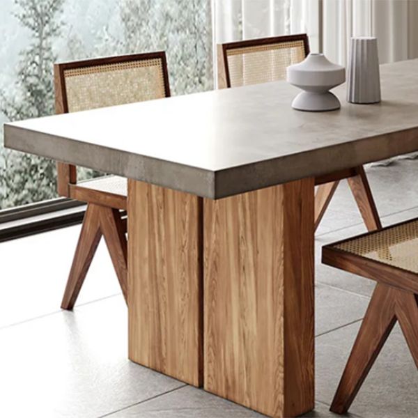 椅子付きの現代的なスタイルの長方形の堅実な木製ダイニングテーブル