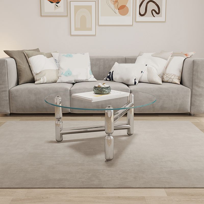 Moderner Stil transparenter Glas Tisch mit Metallbasis Couchtisch