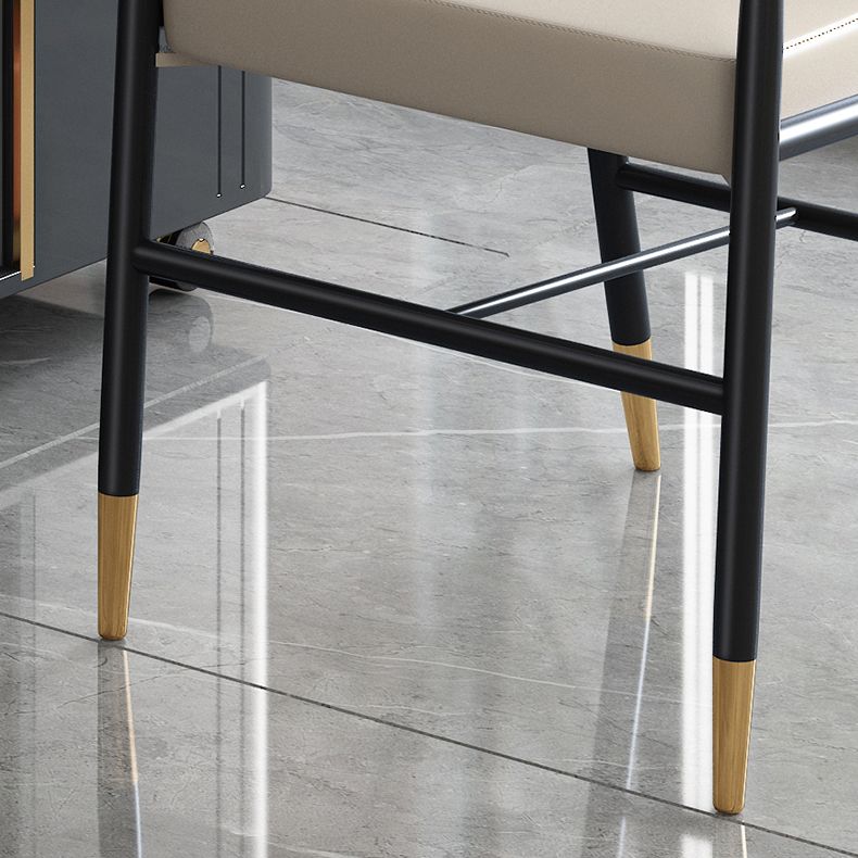 Modern Backrest Armrest Cushion Chair with Metal Legs for Living Room