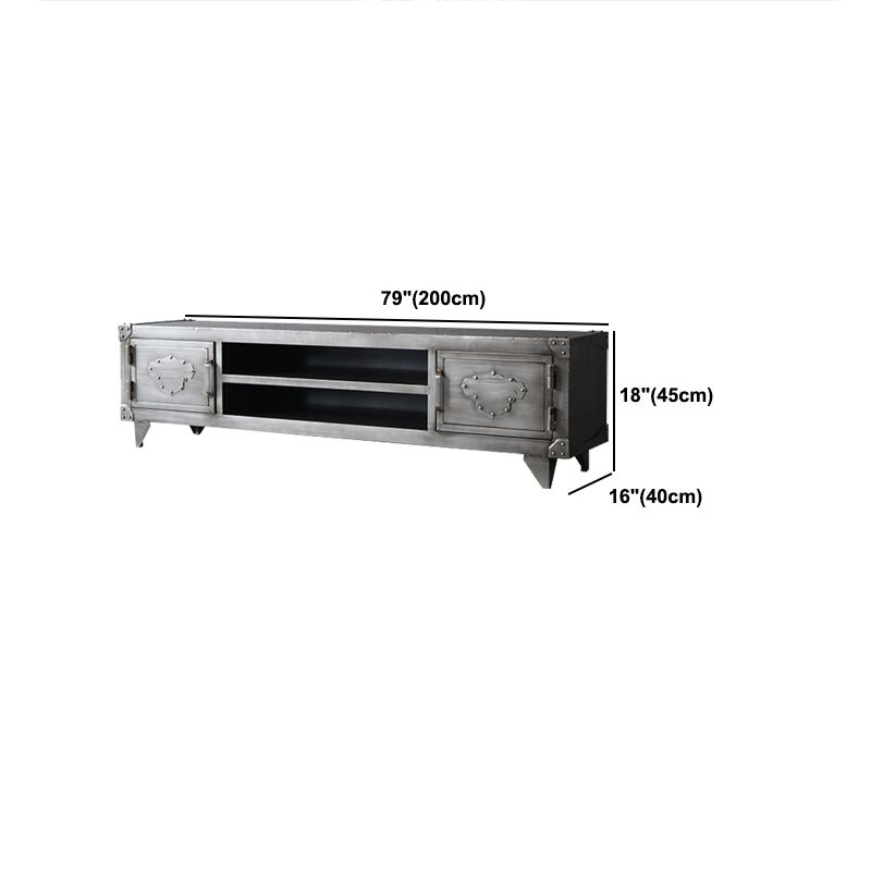 Meuble TV 17,72"H, console TV grise de style industriel avec 2 portes pour salon