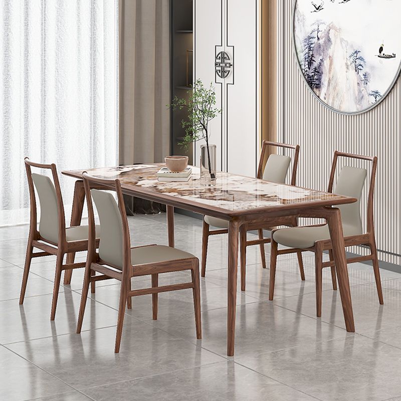 Modern Solid Wood Dining Site Table Stone Top Tripod Base Dining Table