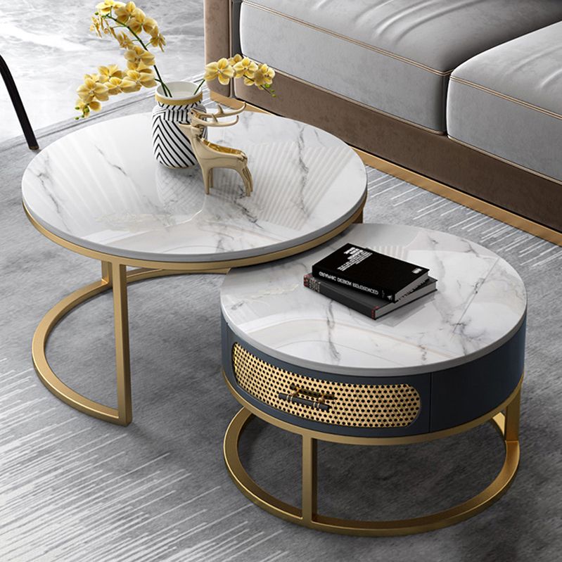 Slate Round Frame Coffee Table Nesting Modern Coffee Table Set Clearhalo 'Coffee & Accent Tables' 'Coffee Tables' 'coffee_tables' 'furn' 'furn_coffee_tables' 'Furniture' 'Living Room Furniture' 1200x1200_4274920c-9b1e-41fc-839d-299105a02a56