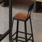 Industrial Indoor Bar & Counter Stool Square Footrest Backrest Black Metal Counter Stool