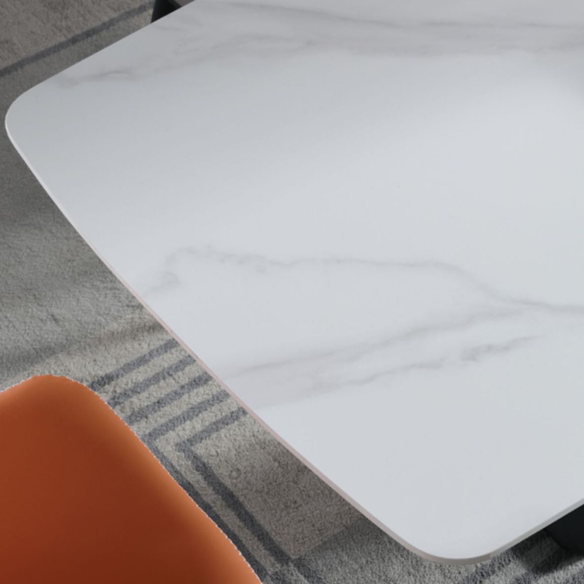 Rectangular Sintered Stone Dining Table Modern Dining Table with Steel Base for Home Clearhalo 'Dining Tables & Seating' 'Dining Tables' 'dining_table' 'furn' 'furn_dining_table' 'Furniture' 'Kitchen & Dining Furniture' 1200x1200_42752f77-7861-48d9-bcda-c8fe359b474e