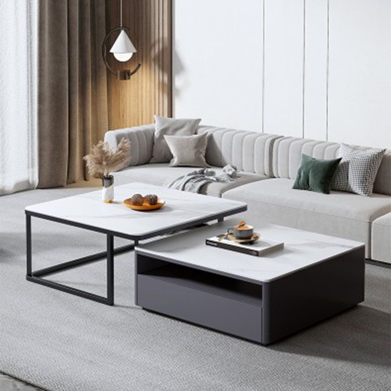 Square Marble Coffee Table Coffee 2 Nesting Coffee Table Set Modern Cocktail Table Clearhalo 'Coffee & Accent Tables' 'Coffee Tables' 'coffee_tables' 'furn' 'furn_coffee_tables' 'Furniture' 'furniture_coffee_tables' 'Living Room Furniture' 1200x1200_427af7cb-89a3-4597-8e5d-79cfb37d87e6