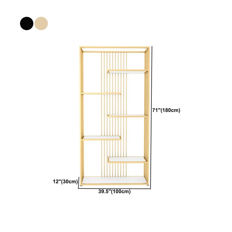 Gold and Black Etagere Book Shelf Vertical Open Home Bookshelf with 6 Shelves Clearhalo 'Bookcases' 'furn' 'furn_bookcases' 'Furniture' 'Office Furniture' 1200x1200_427d1853-aafe-4b4e-aa3e-665f51d583e9