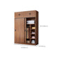 Artificial Wood Wardrobe Brown Wardrobe with Sliding Doors for Bedroom