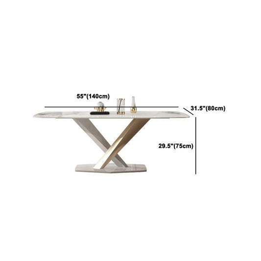北欧焼結の石トップダイニングセット長方形1/4/5/6/7ピースダイニングエリアテーブルセット