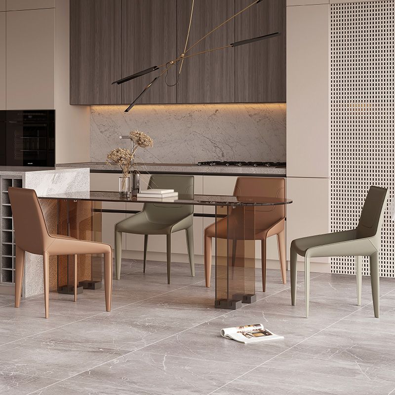 Glass Contemporary Free Form Dining Table Clear Glass Table with Double Pedestal Clearhalo 'Dining Tables & Seating' 'Dining Tables' 'dining_table' 'furn' 'furn_dining_table' 'Furniture' 'furniture_dining_table' 'Kitchen & Dining Furniture' 'kitchen' 'kitchen_dining_table' 1200x1200_427fe5d5-c799-441a-a3c2-4e111b1dd429