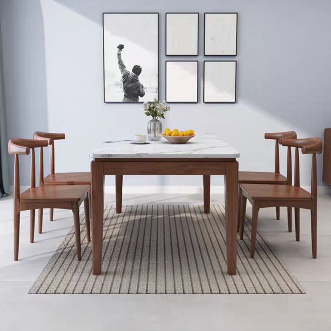 Solid Wood Mid-Century Modern Table Rectangle Marble Top Table for Kitchen Clearhalo ' dining_table' 'Dining Tables & Seating' 'Dining Tables' 'furn' 'furn_dining_table' 'Furniture' 'furniture_dining_table' 'Kitchen & Dining Furniture' 'kitchen&dining_furn' 'kitchen' 'kitchen_dining_table' 1200x1200_4283b3db-6d38-4747-93fb-10461182f05d