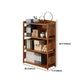 Modern Bamboo Closed Back Shelf Bookcase Floor Brown Book Shelf for Study Room