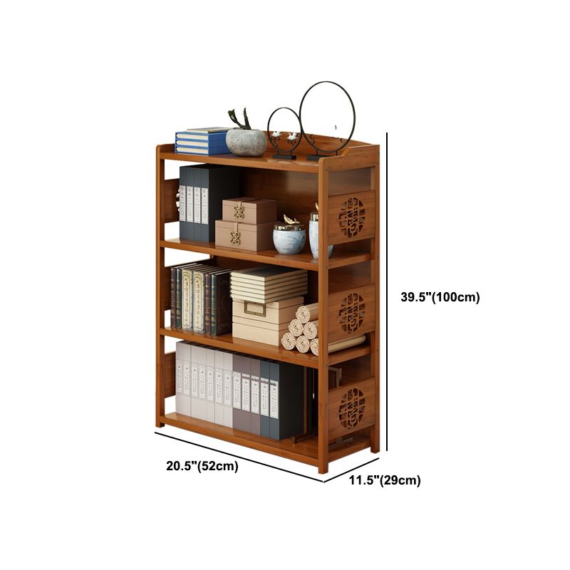 Modern Bamboo Closed Back Shelf Bookcase Floor Brown Book Shelf for Study Room